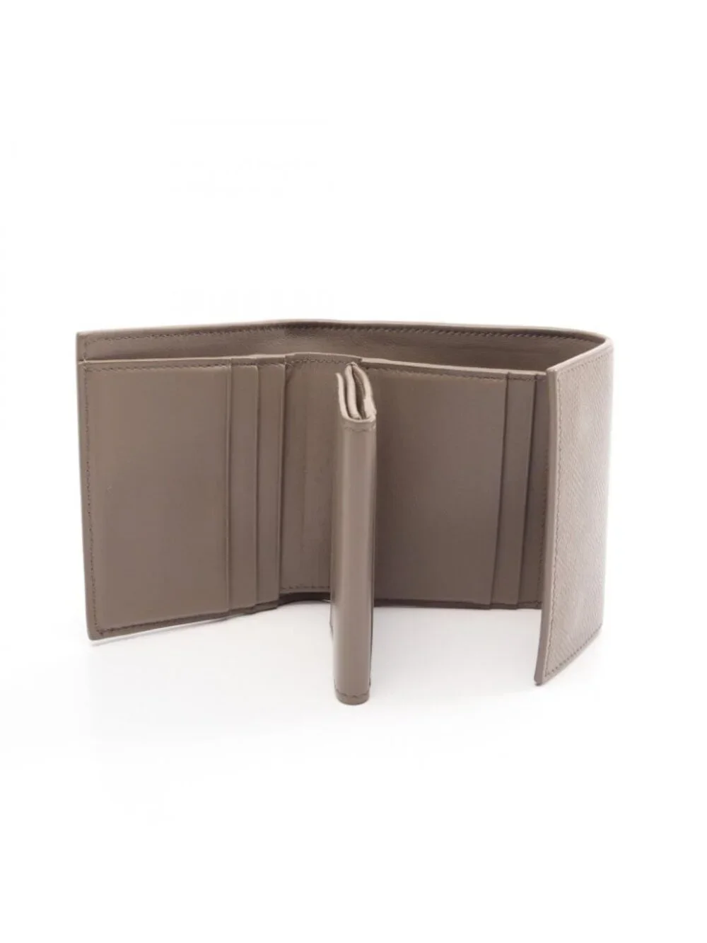 Celine Trifold Wallet Small Gray Beige Leather